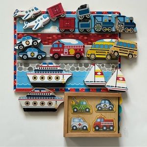 Pair of Transportation Puzzles by Melissa & Doug with extra pieces!!